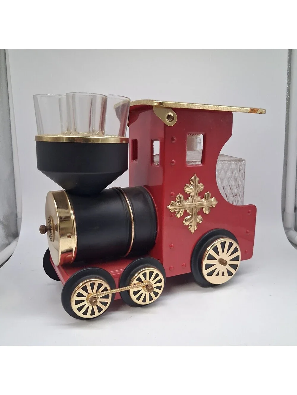 Vintage DC 328 Train Decanter Bar Set Music Box Shot Glasses How Dry I Am Japan